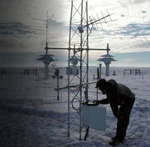 An ARL technician checking equipment at the Climate Reference Network Site in Wolf Point, MT. Photo: NOAA